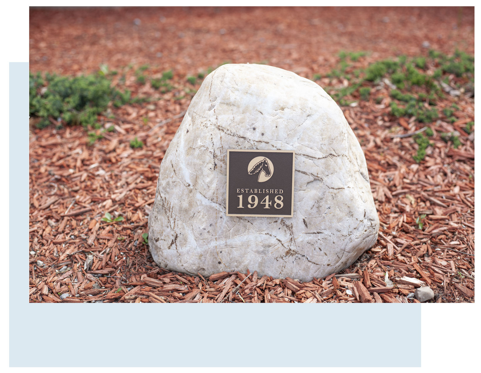 Rock with est. 1948 plaque